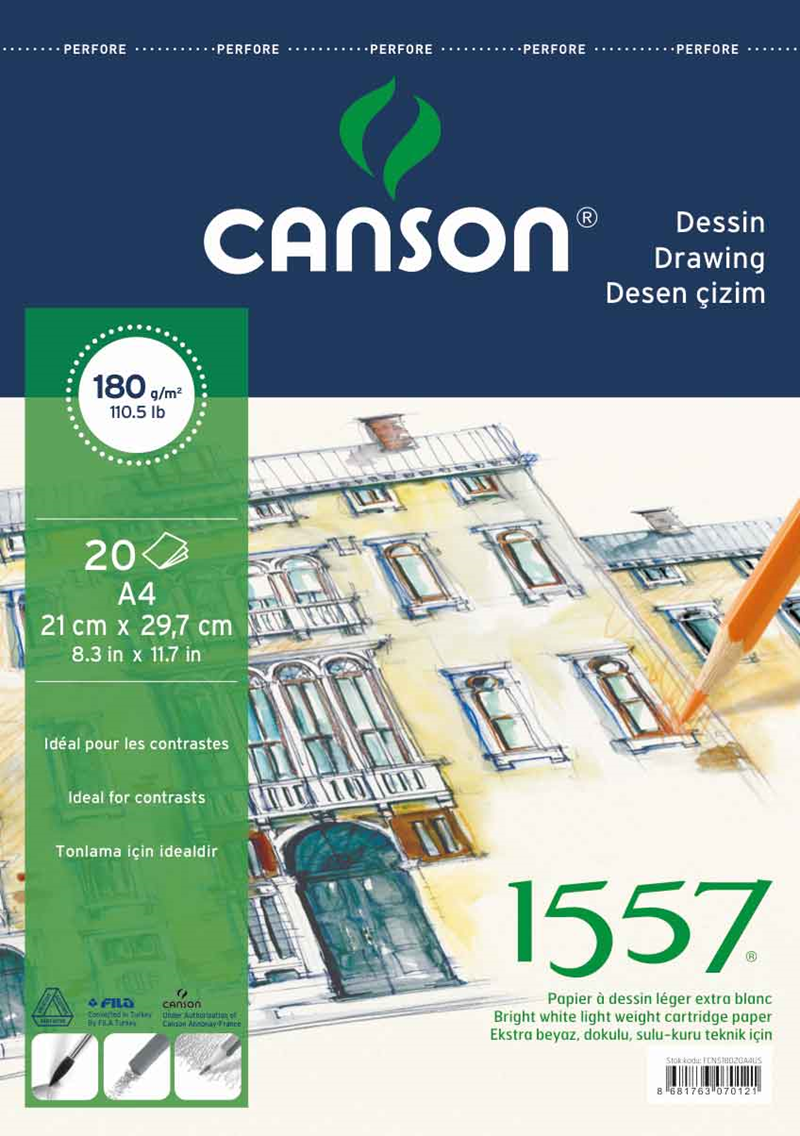CANSON ÇIZIM BLOK 1557 180g A4 20YP 180A420US